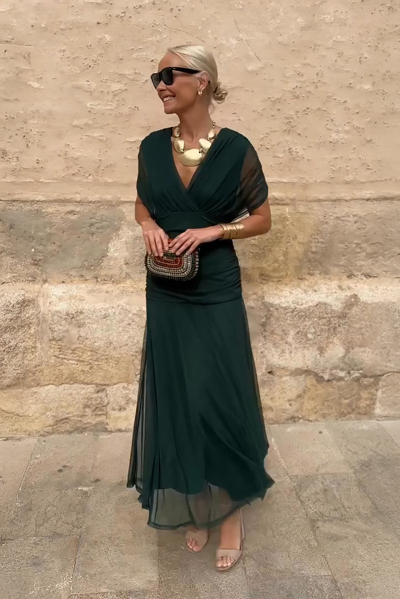 Elegant V-neck Fantasy Party Maxi Dress