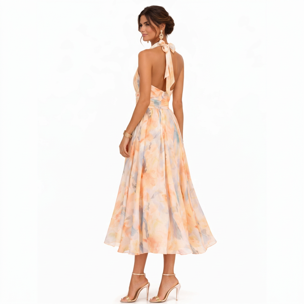 Monika – Floral Halter Midi Dress