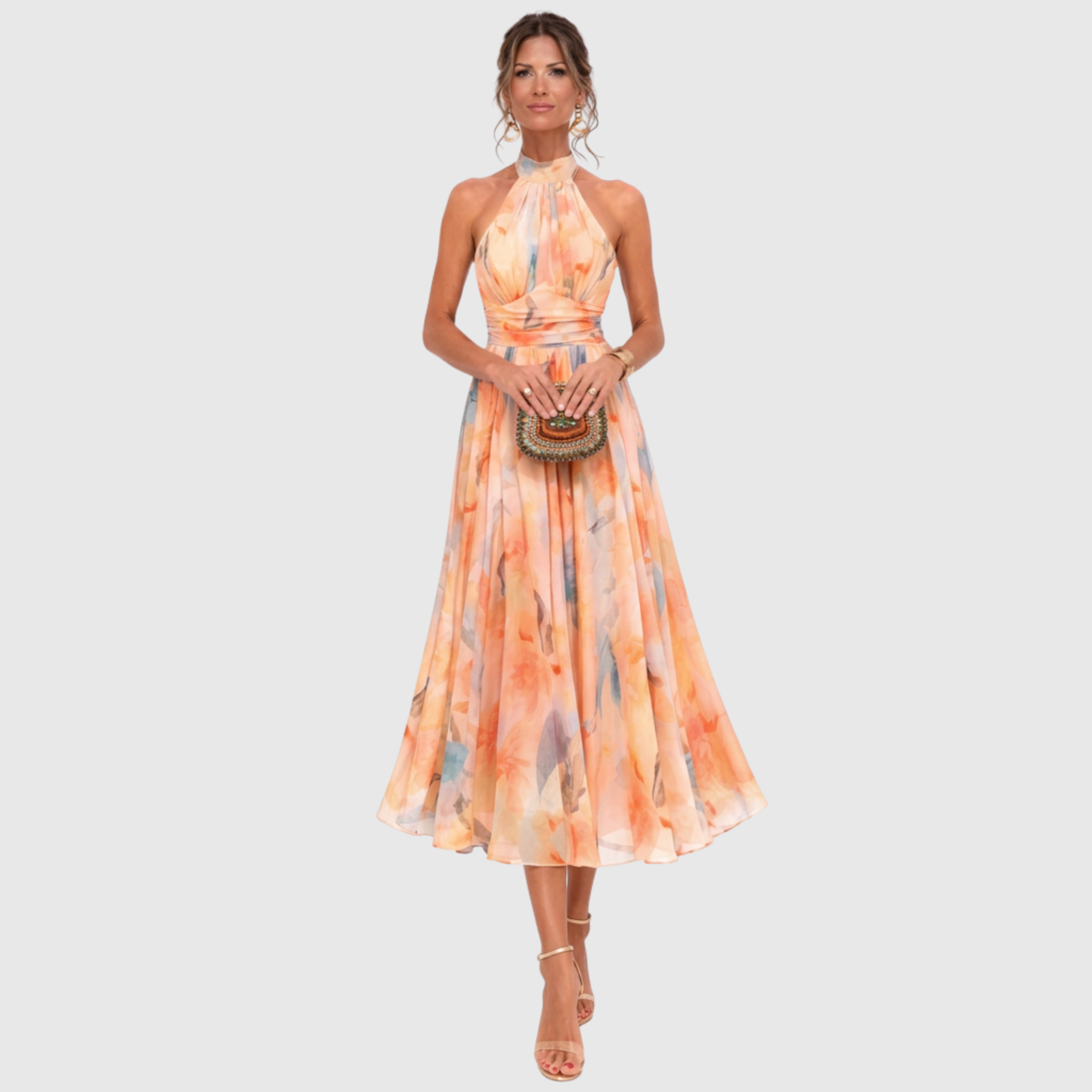 Monika – Floral Halter Midi Dress
