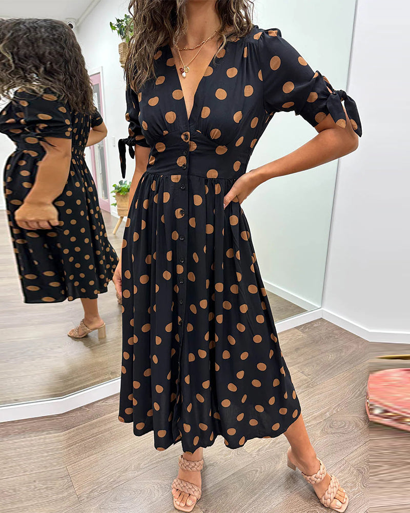 Monique™ | Elegant Polka Dot Dress